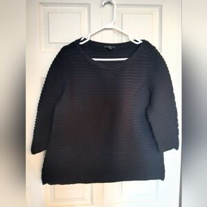 COS Black Textured Ribbed Scoopneck Sweater, Size Large (L)